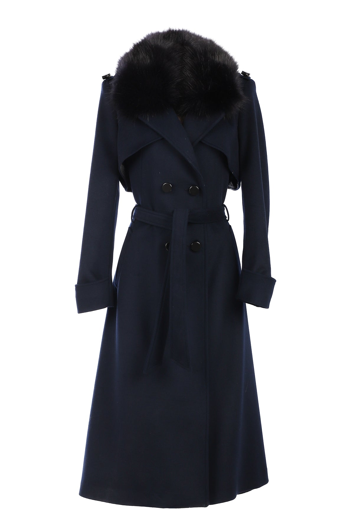 Navy Wool Trench Coat, Clara