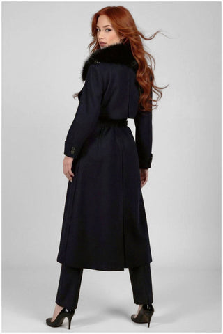 Navy Wool Trench Coat, Clara