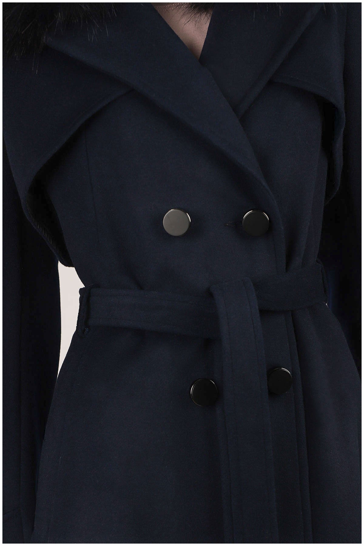 Navy Wool Trench Coat, Clara
