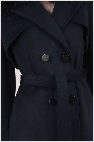Navy Wool Trench Coat, Clara