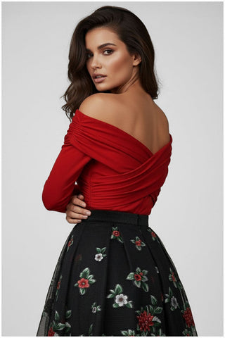 Red Off-Shoulder Top, Donna
