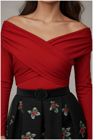 Red Off-Shoulder Top, Donna