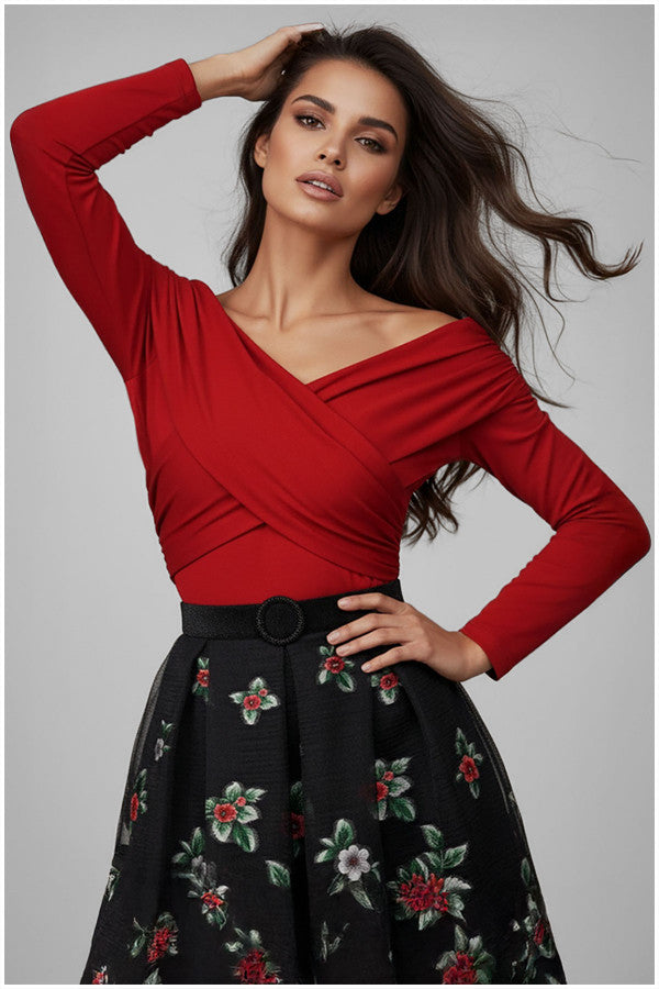 Red Off-Shoulder Top, Donna
