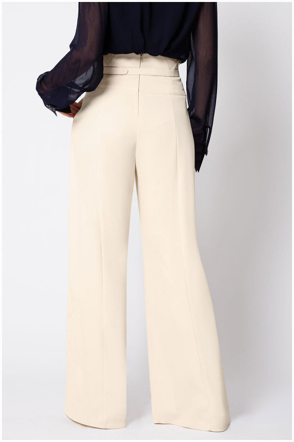 Ivory High Waisted Wide Leg Pants, Agatha
