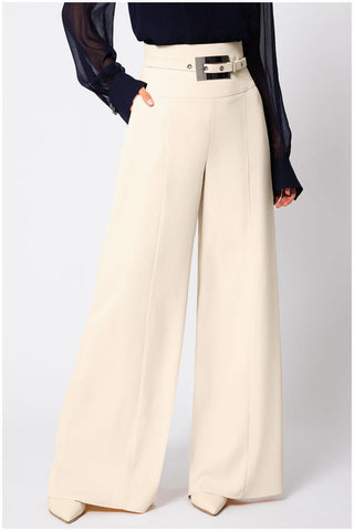 Ivory High Waisted Wide Leg Pants, Agatha