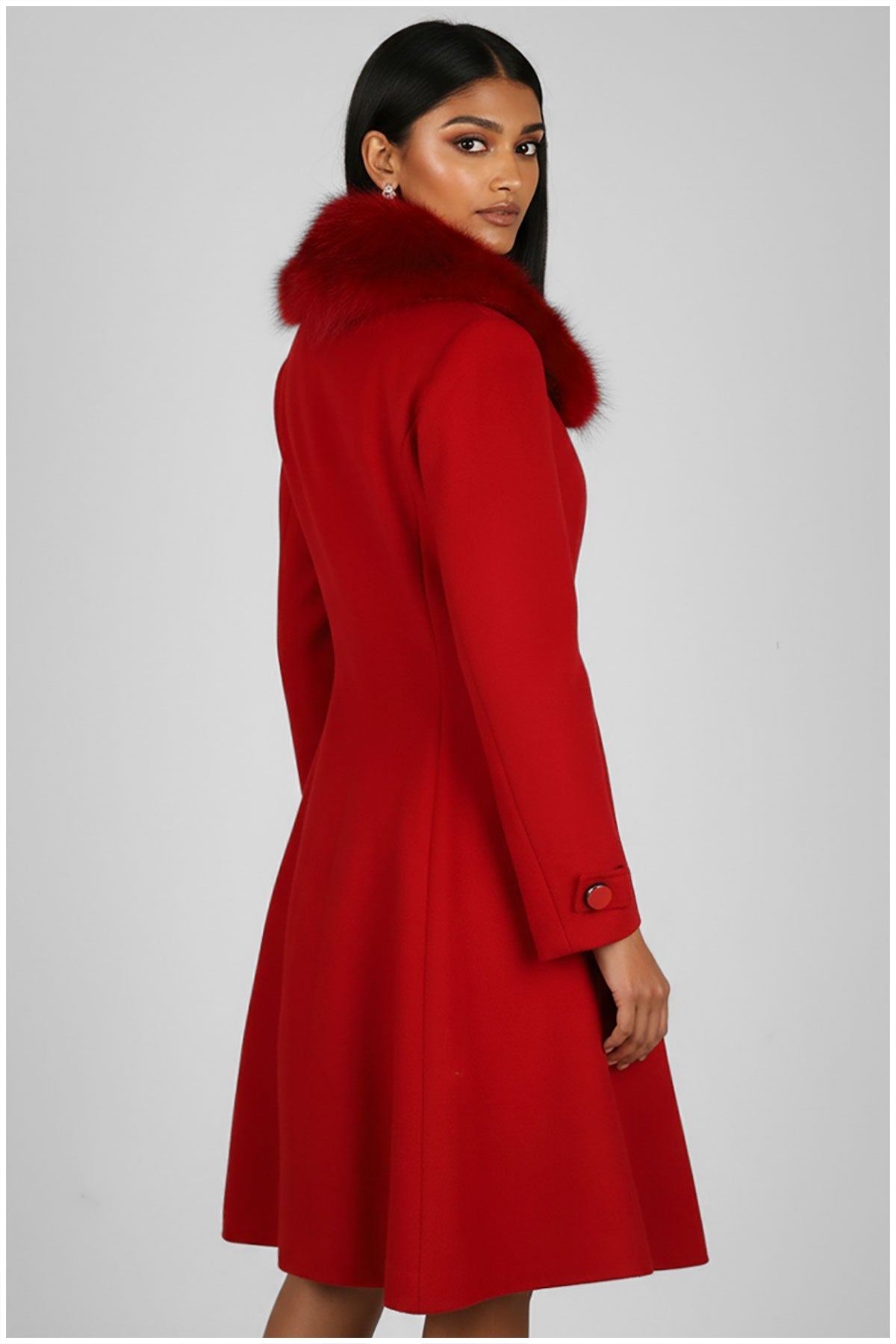 Red Wool Coat with Fur Collar, Lucy