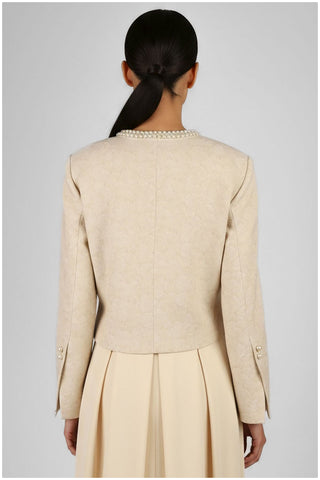 Ivory Jacquard Blazer with Pearl Details, Rhea