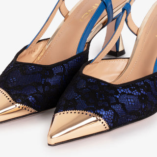 The Bali Sax Blue Leather Slingback Women Sandal - Glamourous Grace