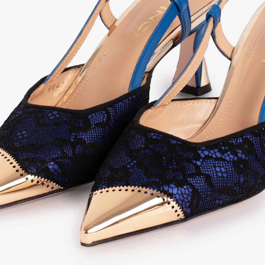 The Bali Sax Blue Leather Slingback Women Sandal - Glamourous Grace