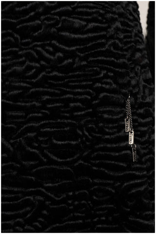 Black Textured Coat with Faux Fur Collar and Cuffs, Paula