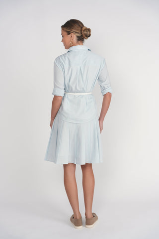 Pleated Skirt 23"- Light Blue Pinstripes