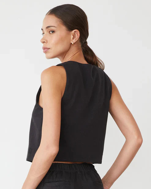 MONROW Soft Twill Relaxed Vest - Glamourous Grace