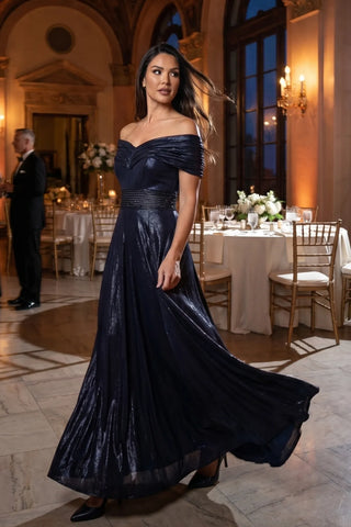 Navy Off-Shoulder Maxi Gown, Iris