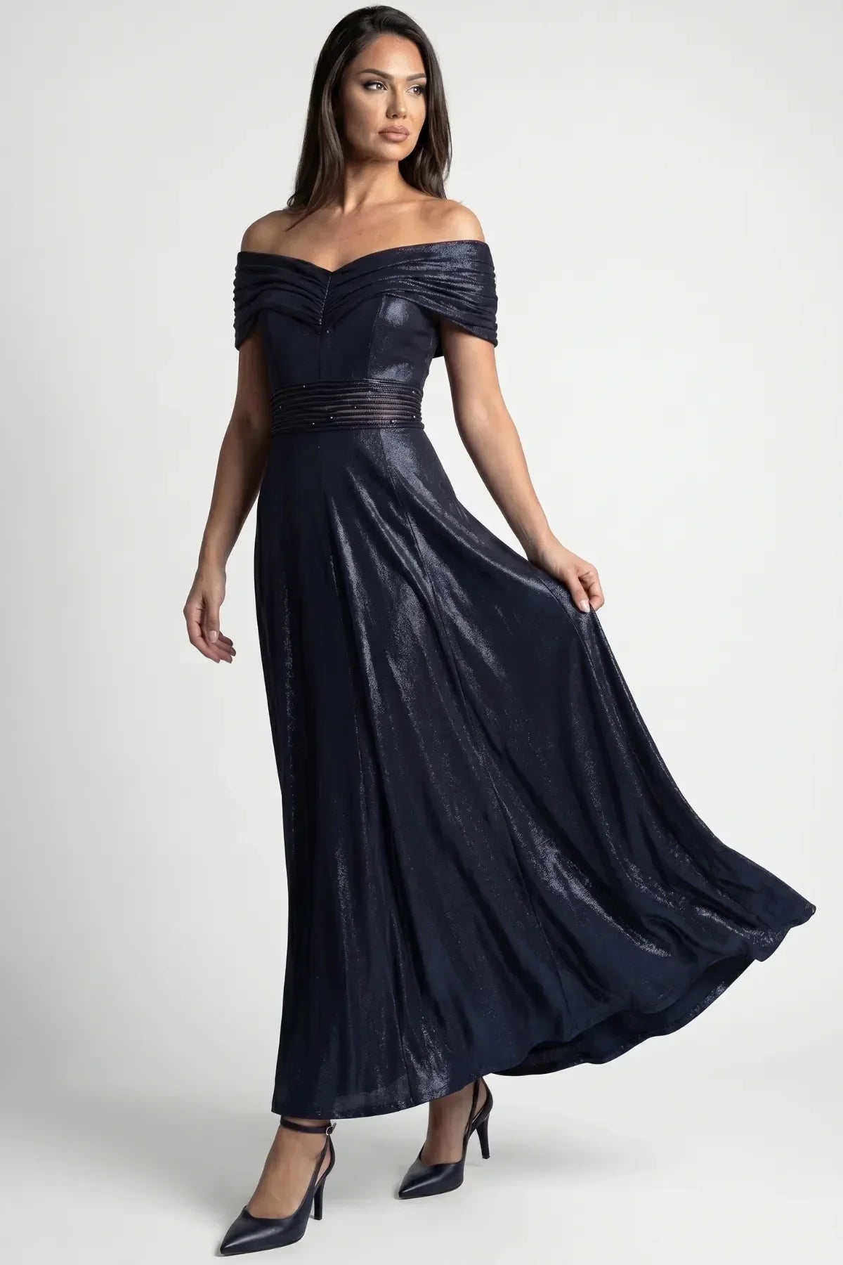 Navy Off-Shoulder Maxi Gown, Iris