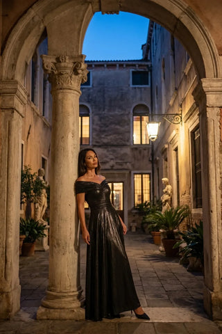 Gray Off-Shoulder Maxi Gown, Iris