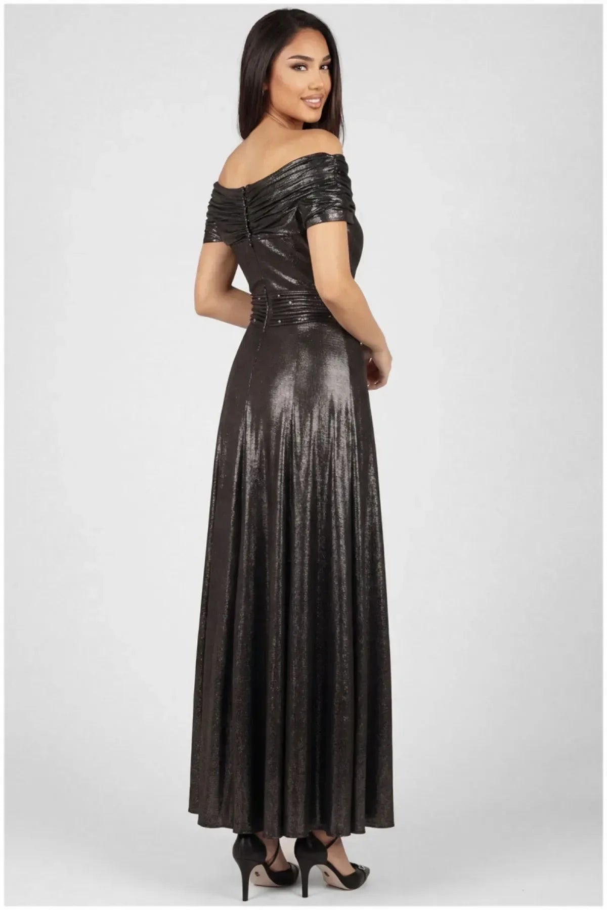 Gray Off-Shoulder Maxi Gown, Iris