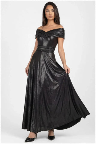 Gray Off-Shoulder Maxi Gown, Iris