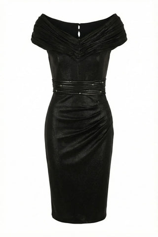 Gray Off-Shoulder Cocktail Dress, Iris