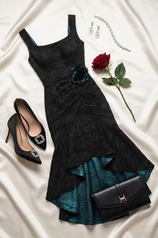 Black High Low Evening Dress, Eli