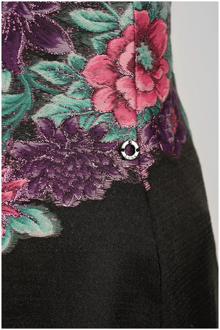 Black Cyclamen Floral Maxi Dress, Rina