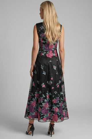 Black Cyclamen Floral Maxi Dress, Rina