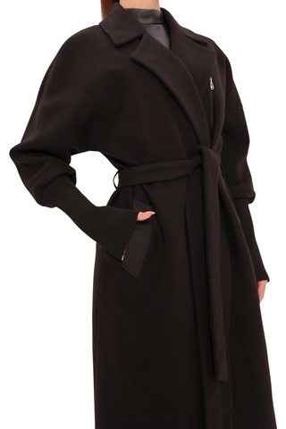 Miru Cashmere Wool Blend Overcoat in Black