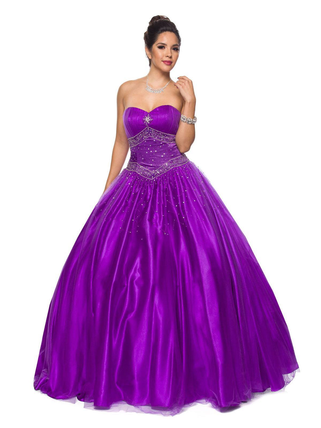 CLEARANCE - Juliet 1093 Princess Ball Gown Sweetheart Bead Lace Up Back - Glamourous Grace