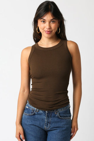 Marnie Basic Rib Knit Tank Top Coffee Brown - Glamourous Grace