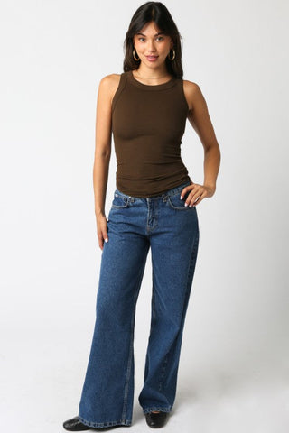 Marnie Basic Rib Knit Tank Top Coffee Brown - Glamourous Grace