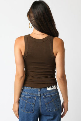 Marnie Basic Rib Knit Tank Top Coffee Brown - Glamourous Grace