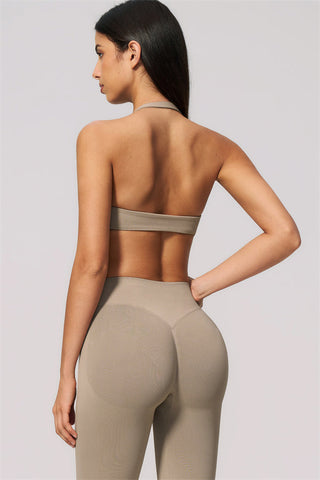 The Velvetine Halter Sports Bra Flared Leggings 2-Piece Set