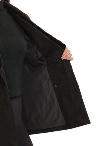 Genuine Mink Fur Eco Suede Jacket