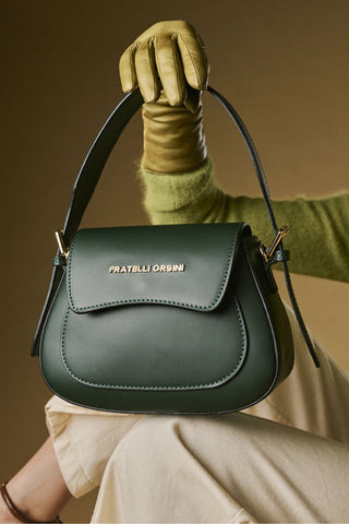 Ottavia (green) - Italian calf leather women's crossbody bag (with shoulder strap) - Glamourous Grace