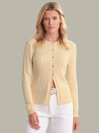 Julianna Cable Knit Crewneck Cardigan - Glamourous Grace