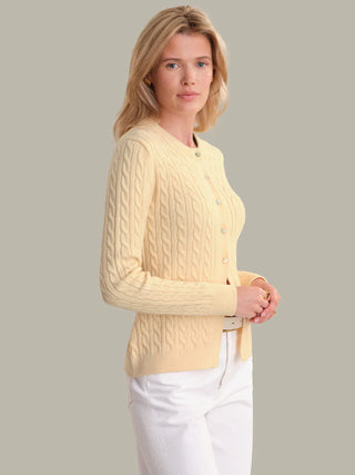 Julianna Cable Knit Crewneck Cardigan - Glamourous Grace