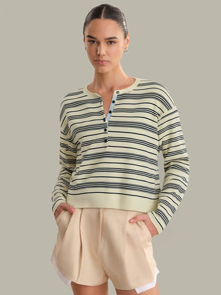 Cara Striped Henley Pullover - Glamourous Grace