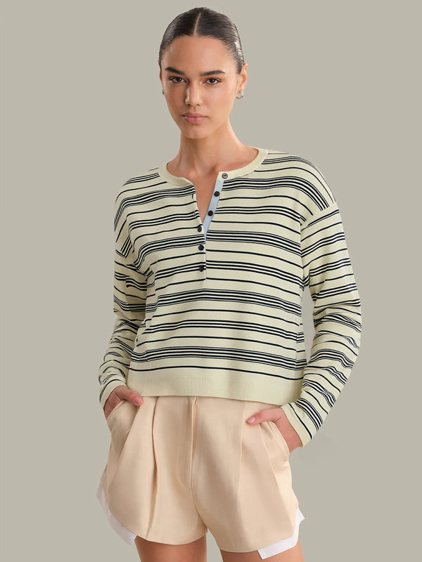 Cara Striped Henley Pullover - Glamourous Grace