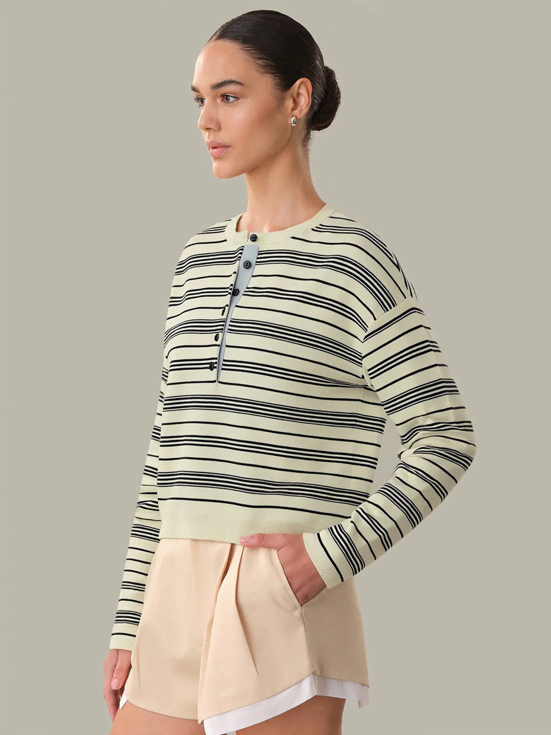 Cara Striped Henley Pullover - Glamourous Grace