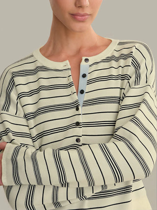 Cara Striped Henley Pullover - Glamourous Grace