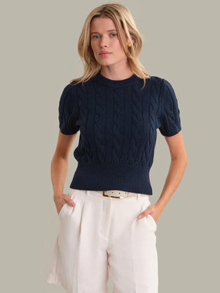 Clara Cable Knit Dark Blue Sweater - Glamourous Grace