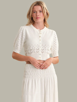 Odette Cropped Puff-Sleeve Cardigan - Glamourous Grace
