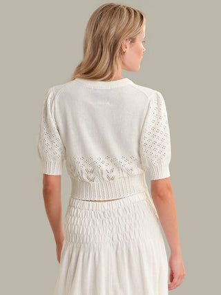 Odette Cropped Puff-Sleeve Cardigan - Glamourous Grace
