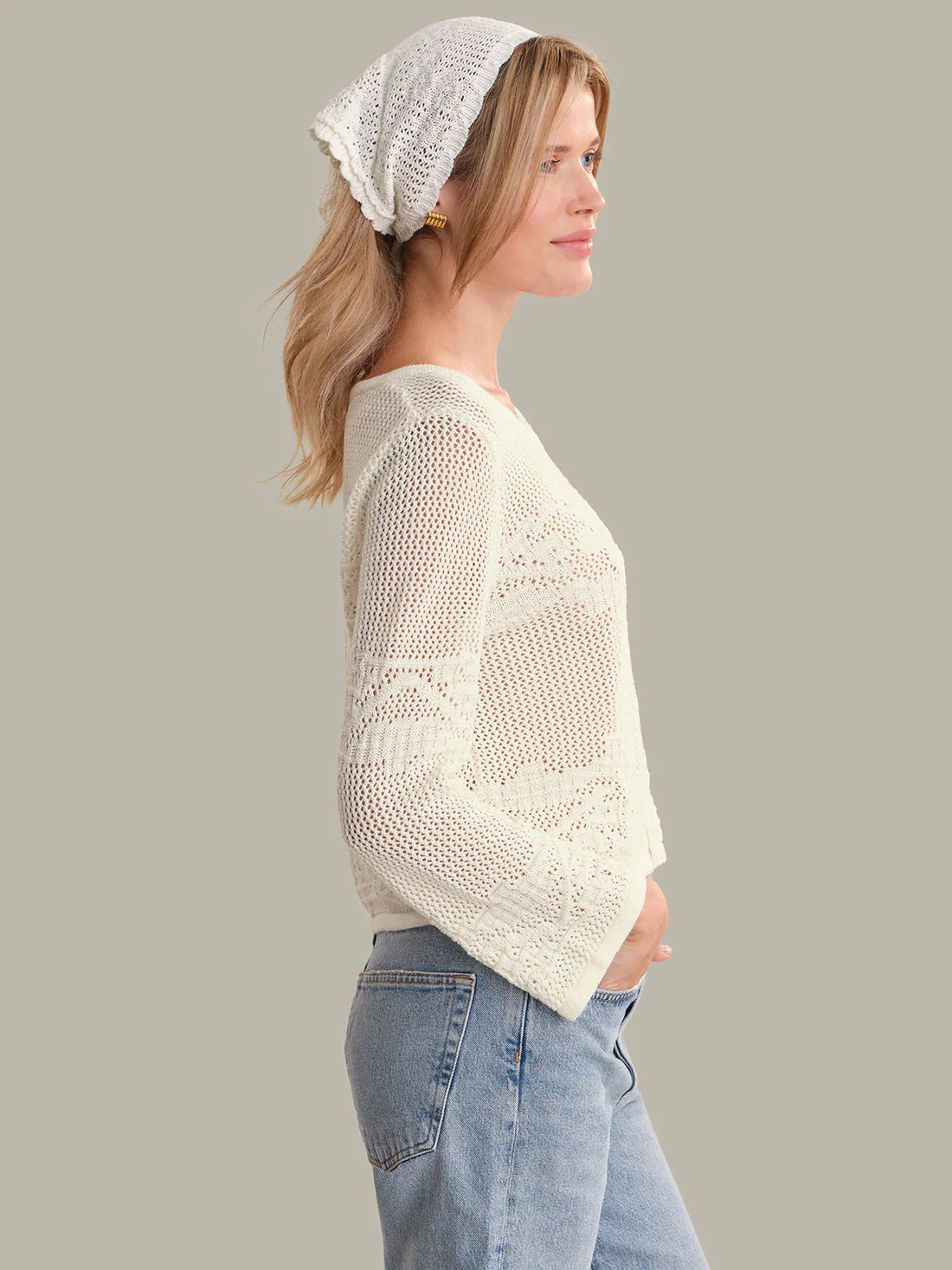 Nadia Floral Pointelle Cotton Cardigan