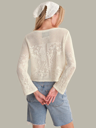 Nadia Floral Pointelle Cotton Cardigan