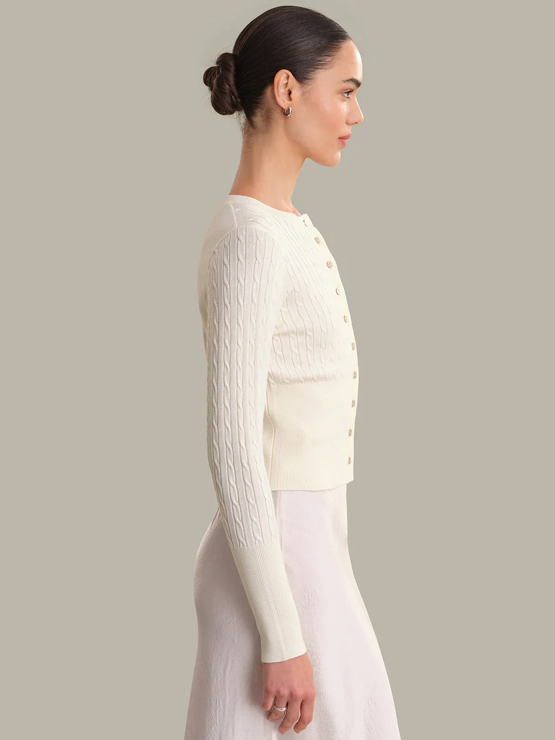 Audra Cropped Cable-Knit Cardigan - Glamourous Grace