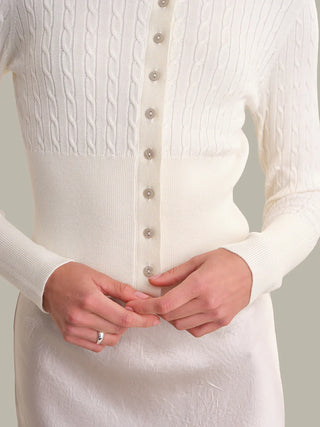 Audra Cropped Cable-Knit Cardigan - Glamourous Grace