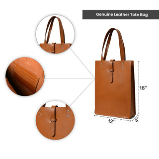 Chestnut Elegance Leather Tote - Glamourous Grace