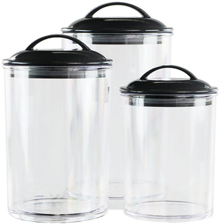 Calypso Basics by Reston Lloyd Acrylic Storage Canisters, Set of 3 - Black