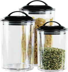 Calypso Basics by Reston Lloyd Acrylic Storage Canisters, Set of 3 - Black