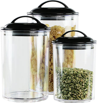 Calypso Basics by Reston Lloyd Acrylic Storage Canisters, Set of 3 - Black